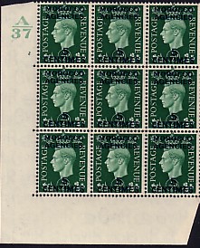 French currency on ½d dark green