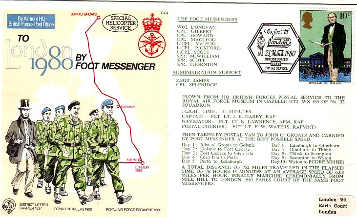 by foot messenger